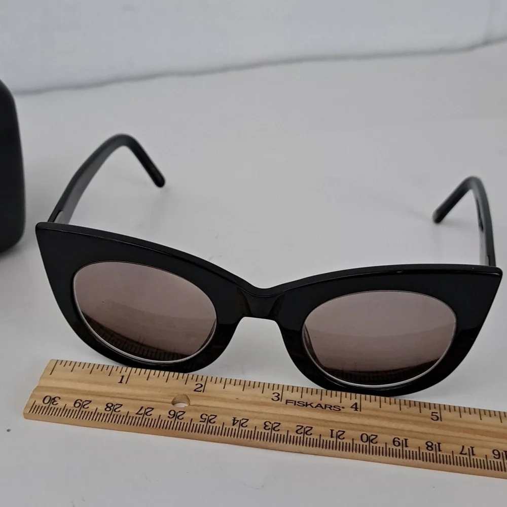 Kirby Cross chunky cat eye black sunglasses with Versace case